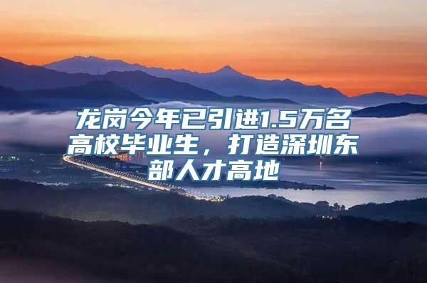 龙岗今年已引进1.5万名高校毕业生，打造深圳东部人才高地