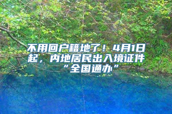 不用回户籍地了！4月1日起，内地居民出入境证件“全国通办”