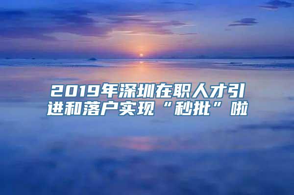 2019年深圳在职人才引进和落户实现“秒批”啦