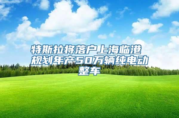 特斯拉将落户上海临港 规划年产50万辆纯电动整车