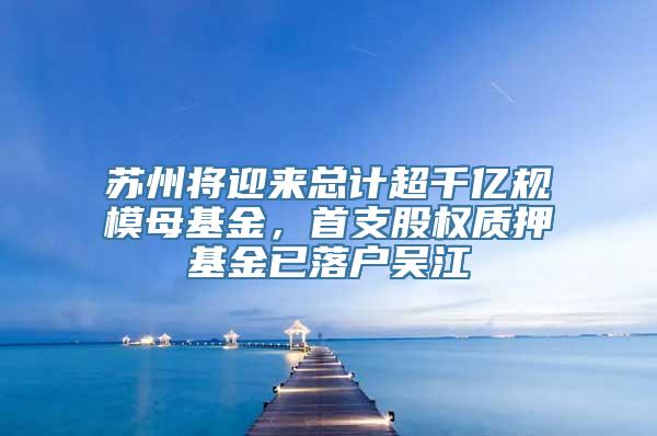 苏州将迎来总计超千亿规模母基金，首支股权质押基金已落户吴江