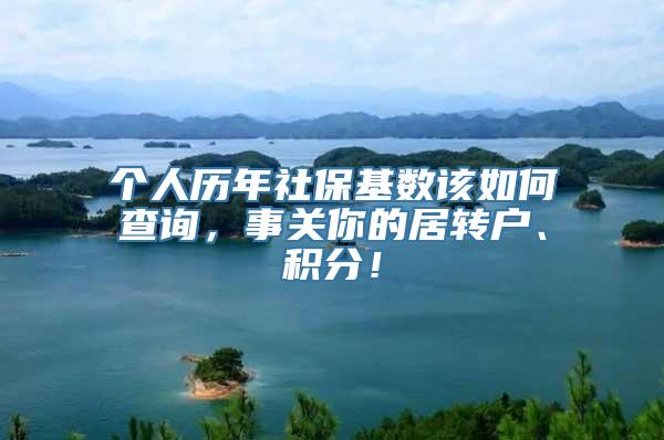 个人历年社保基数该如何查询，事关你的居转户、积分！