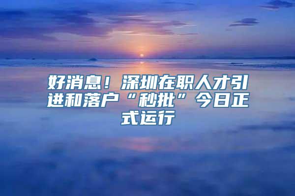 好消息！深圳在职人才引进和落户“秒批”今日正式运行