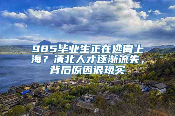 985毕业生正在逃离上海？清北人才逐渐流失，背后原因很现实