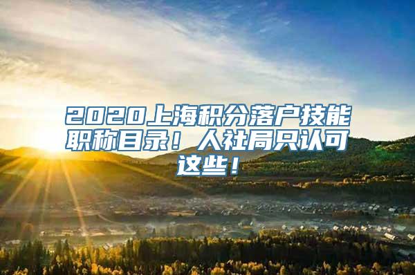 2020上海积分落户技能职称目录！人社局只认可这些！