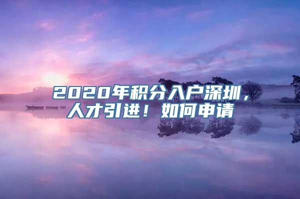 2020年积分入户深圳，人才引进！如何申请