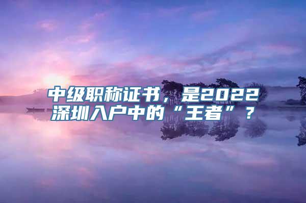 中级职称证书，是2022深圳入户中的“王者”？