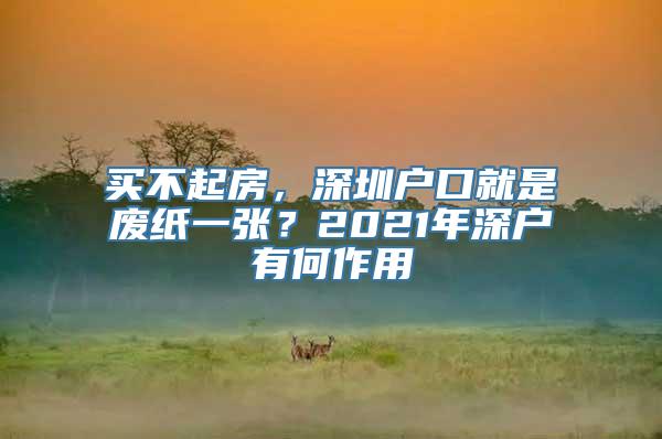 买不起房，深圳户口就是废纸一张？2021年深户有何作用