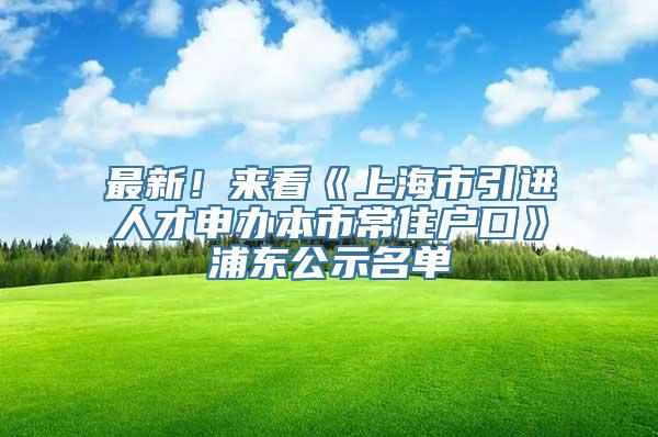 最新！来看《上海市引进人才申办本市常住户口》浦东公示名单