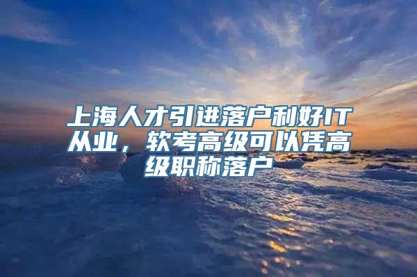 上海人才引进落户利好IT从业，软考高级可以凭高级职称落户