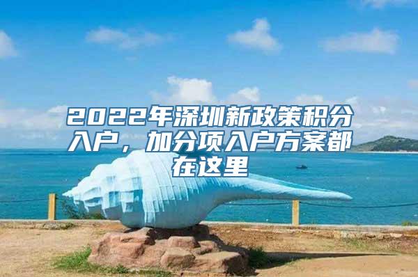 2022年深圳新政策积分入户，加分项入户方案都在这里