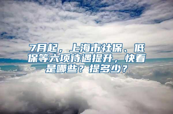 7月起，上海市社保、低保等六项待遇提升，快看是哪些？提多少？