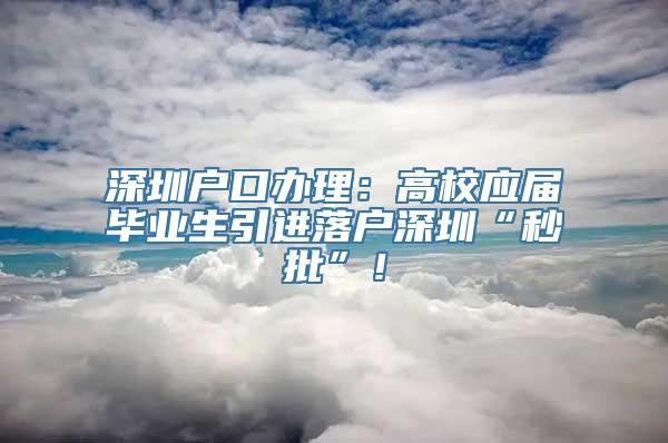 深圳户口办理：高校应届毕业生引进落户深圳“秒批”！