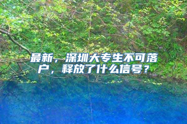 最新，深圳大专生不可落户，释放了什么信号？