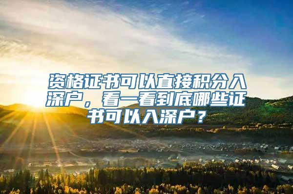 资格证书可以直接积分入深户，看一看到底哪些证书可以入深户？