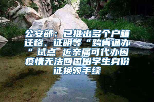 公安部：已推出多个户籍迁移、证明等“跨省通办”试点 近亲属可代办因疫情无法回国留学生身份证换领手续