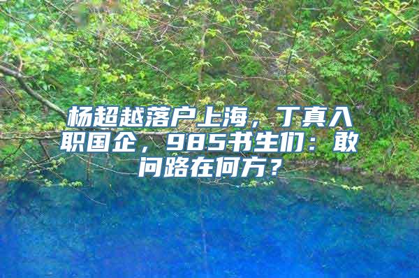 杨超越落户上海，丁真入职国企，985书生们：敢问路在何方？