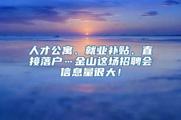 人才公寓、就业补贴、直接落户…金山这场招聘会信息量很大！