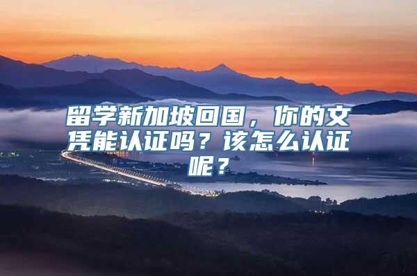 留学新加坡回国，你的文凭能认证吗？该怎么认证呢？