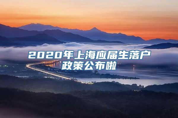 2020年上海应届生落户政策公布啦