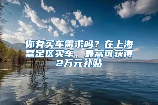 你有买车需求吗？在上海嘉定区买车，最高可获得2万元补贴