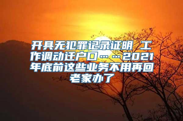 开具无犯罪记录证明 工作调动迁户口……2021年底前这些业务不用再回老家办了