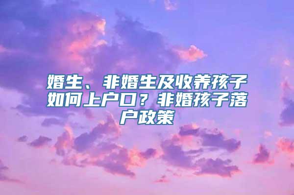 婚生、非婚生及收养孩子如何上户口？非婚孩子落户政策