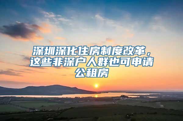 深圳深化住房制度改革，这些非深户人群也可申请公租房