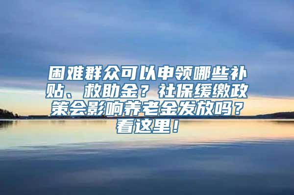 困难群众可以申领哪些补贴、救助金？社保缓缴政策会影响养老金发放吗？看这里！