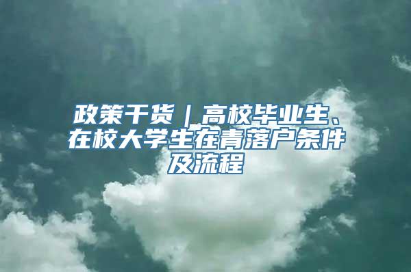 政策干货｜高校毕业生、在校大学生在青落户条件及流程