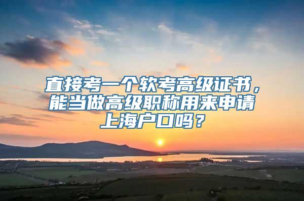 直接考一个软考高级证书，能当做高级职称用来申请上海户口吗？