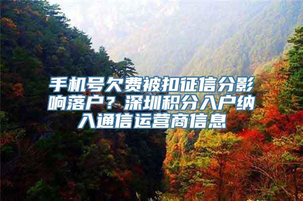 手机号欠费被扣征信分影响落户？深圳积分入户纳入通信运营商信息