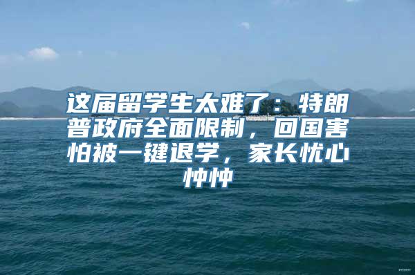 这届留学生太难了：特朗普政府全面限制，回国害怕被一键退学，家长忧心忡忡