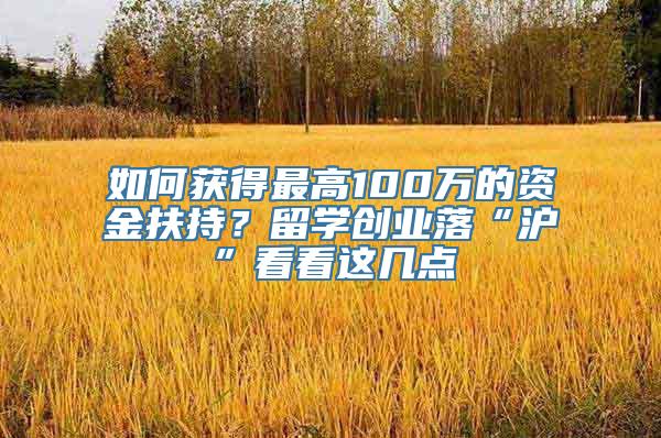 如何获得最高100万的资金扶持？留学创业落“沪”看看这几点