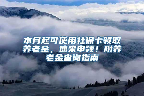 本月起可使用社保卡领取养老金，速来申领！附养老金查询指南→