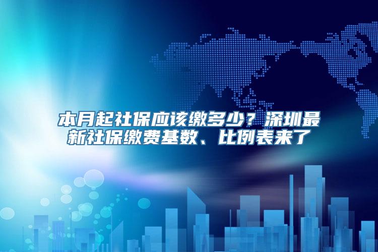 本月起社保应该缴多少？深圳最新社保缴费基数、比例表来了