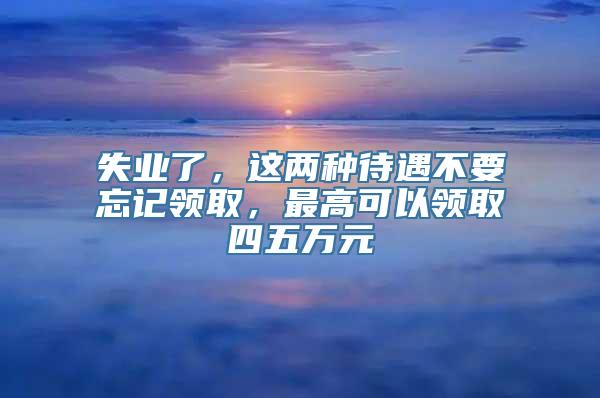 失业了，这两种待遇不要忘记领取，最高可以领取四五万元