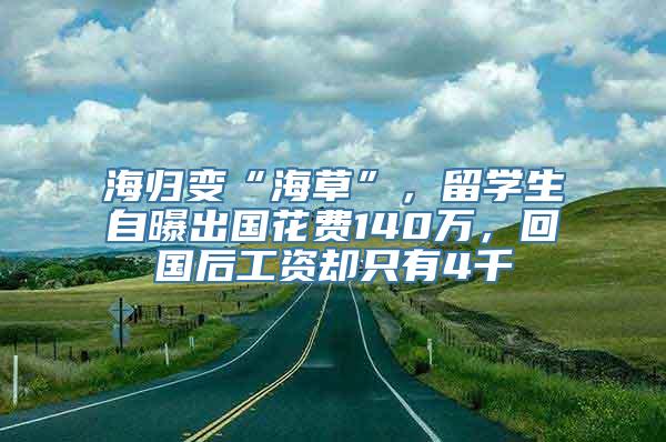 海归变“海草”，留学生自曝出国花费140万，回国后工资却只有4千