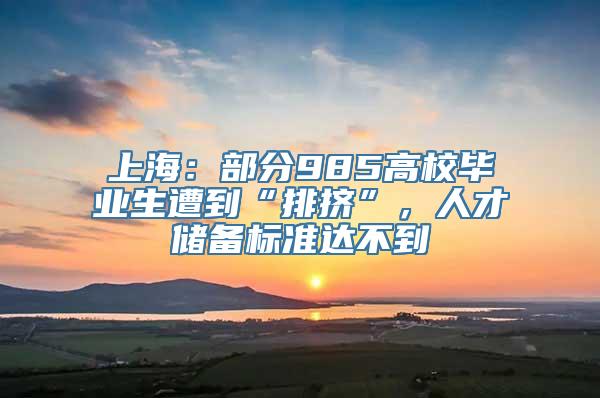 上海：部分985高校毕业生遭到“排挤”，人才储备标准达不到