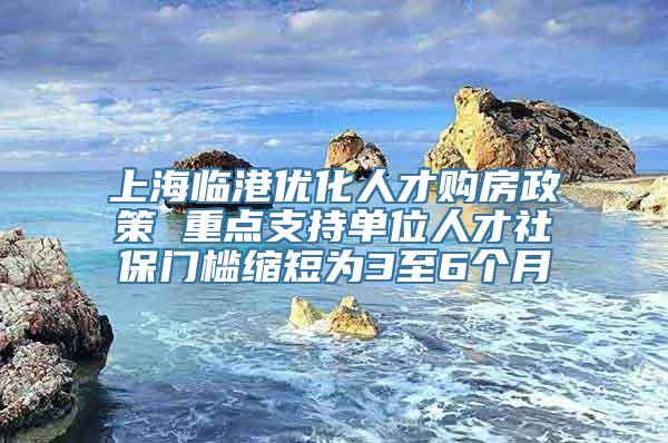 上海临港优化人才购房政策 重点支持单位人才社保门槛缩短为3至6个月