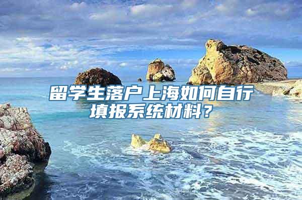 留学生落户上海如何自行填报系统材料？