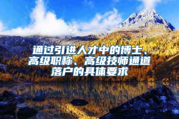 通过引进人才中的博士、高级职称、高级技师通道落户的具体要求