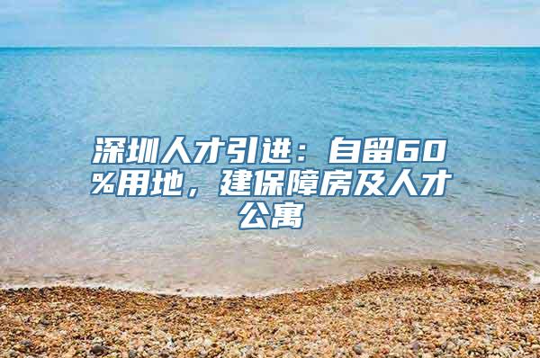 深圳人才引进：自留60%用地，建保障房及人才公寓