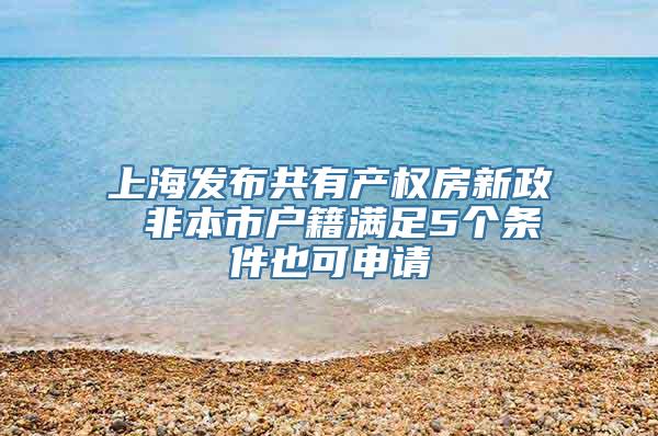 上海发布共有产权房新政 非本市户籍满足5个条件也可申请