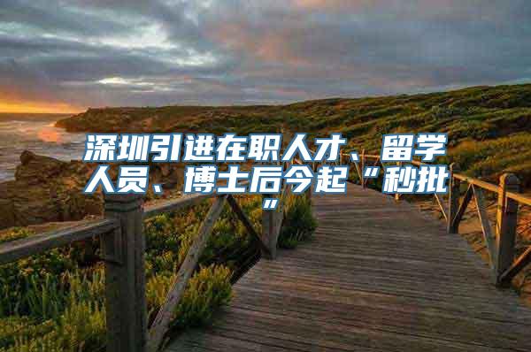 深圳引进在职人才、留学人员、博士后今起“秒批”