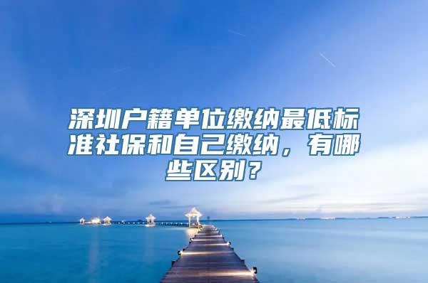 深圳户籍单位缴纳最低标准社保和自己缴纳，有哪些区别？