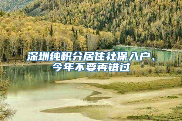 深圳纯积分居住社保入户、今年不要再错过