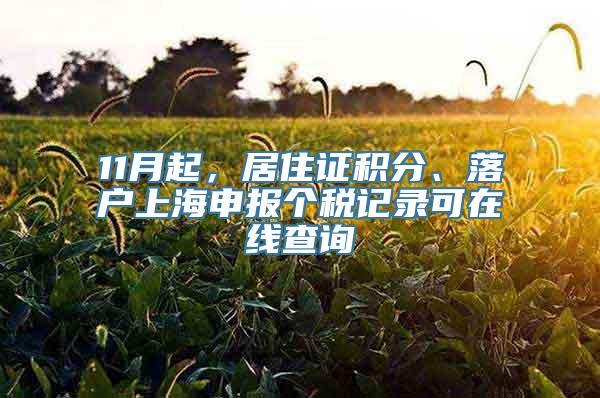 11月起，居住证积分、落户上海申报个税记录可在线查询