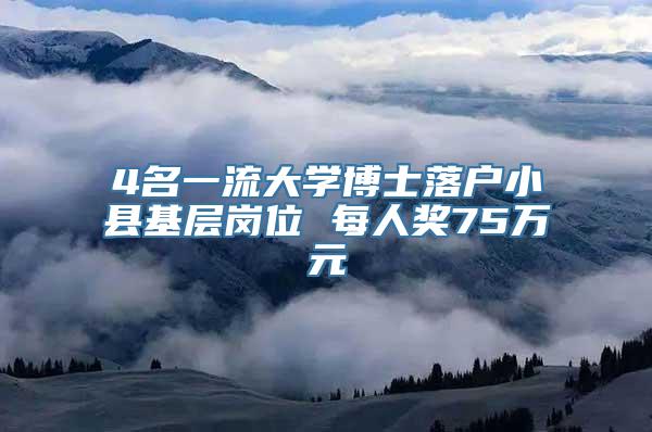 4名一流大学博士落户小县基层岗位 每人奖75万元