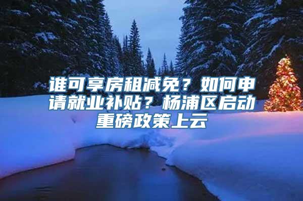 谁可享房租减免？如何申请就业补贴？杨浦区启动重磅政策上云